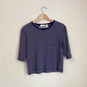 Kim Rogers Fitted Blue and White Tee